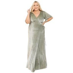 Baltic Born Meghan Velvet Wrap Maxi Dress Sage Green